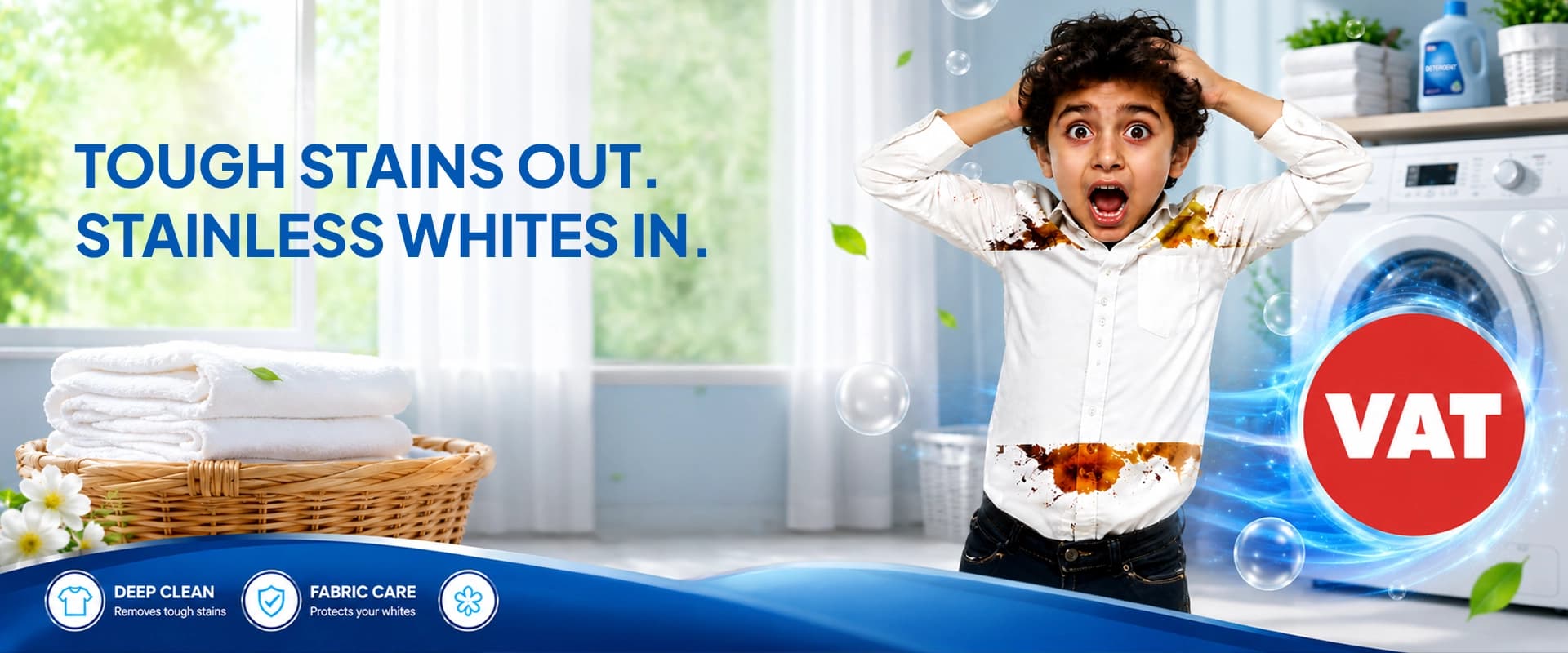 VAT laundry care — Tough stains out, stainless whites in
